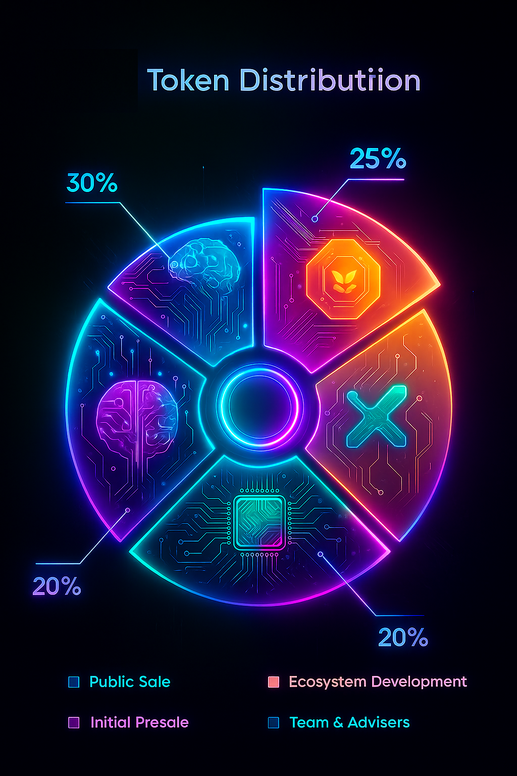Pie chart of Grokvitrium token distribution